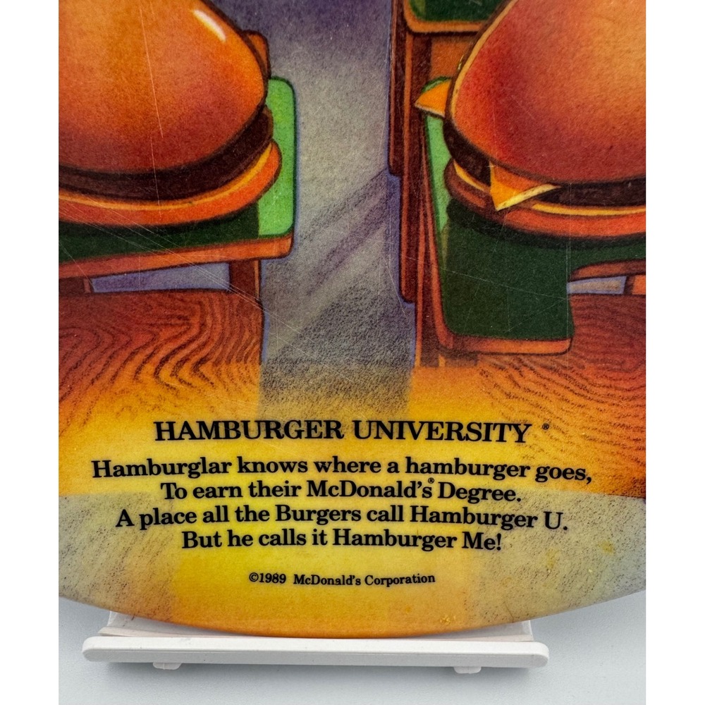 Vintage 1989 McDonald's "Hamburger University" Melamine Plate Ronald& Hamburglar - Picture 5 of 6